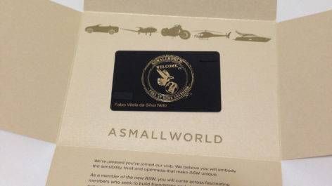 Kit de boas vindas do cartão ASMALLWORLD