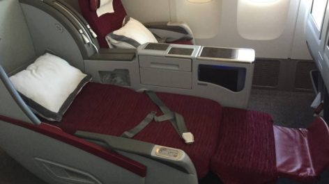 Classe Executiva da Qatar no B777-300ER - Doha para Amman (vendida como Primeira Classe)