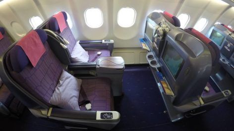Classe executiva da Thai Airways no A330 - Hong Kong para Seoul