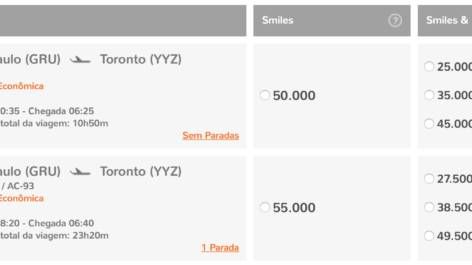 Smiles já permite resgate de milhas com a Air Canada