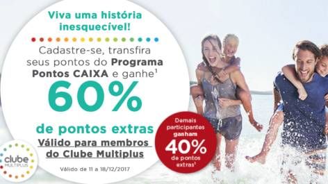 Multiplus dá até 60% de pontos extras nas transferências dos cartões de crédito CAIXA