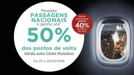 Ganhe até 50% de pontos de volta ao resgatar sua passagem