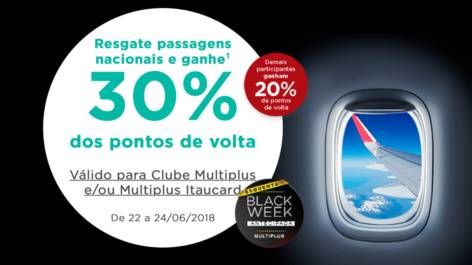 Multiplus oferece até 30% de pontos de volta em resgates nacionais!