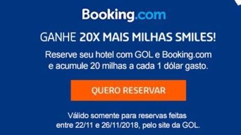 Ganhe 20 milhas Smiles a cada dólar gasto na Booking.com