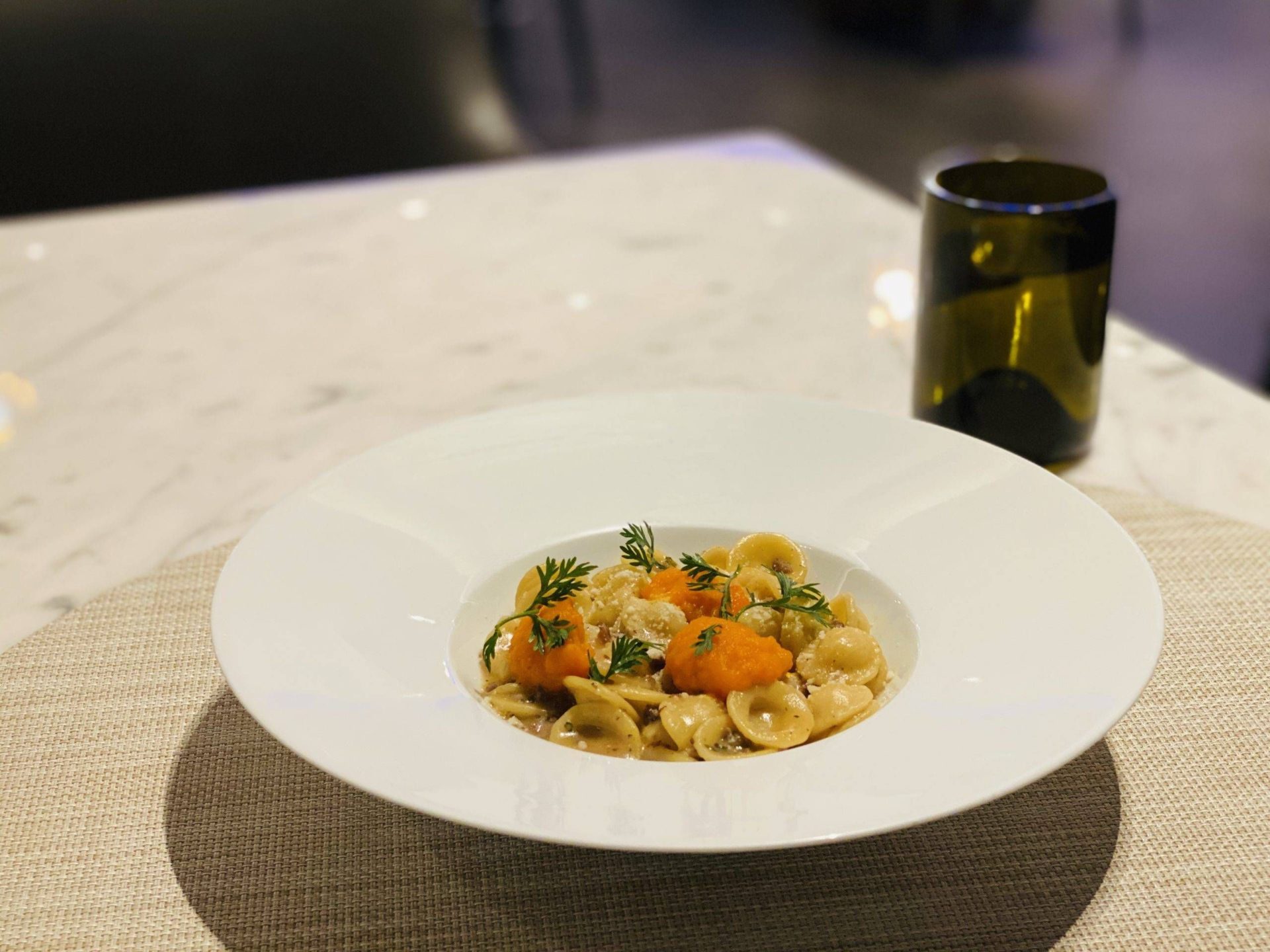 United Polaris Lounge Newark pasta