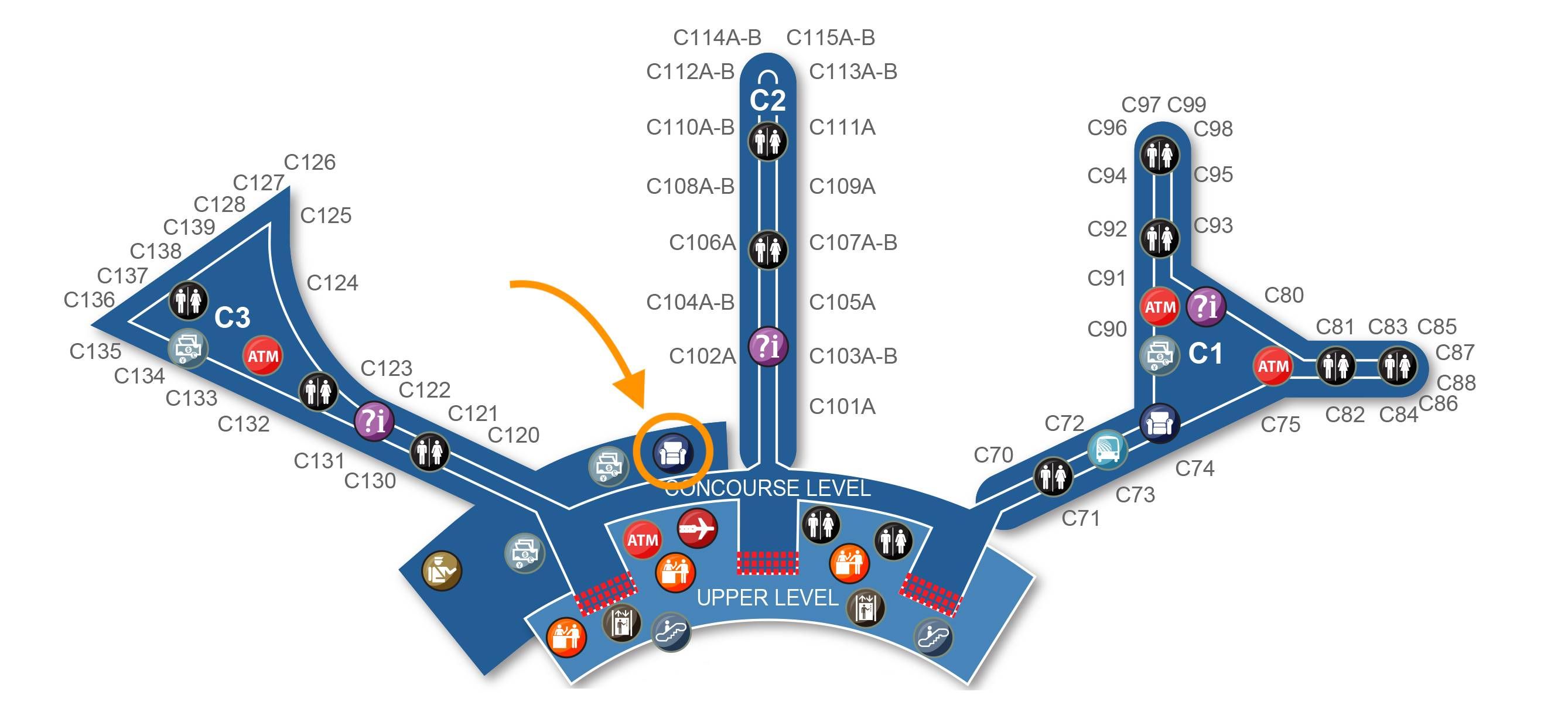 United Polaris Lounge Newark mapa