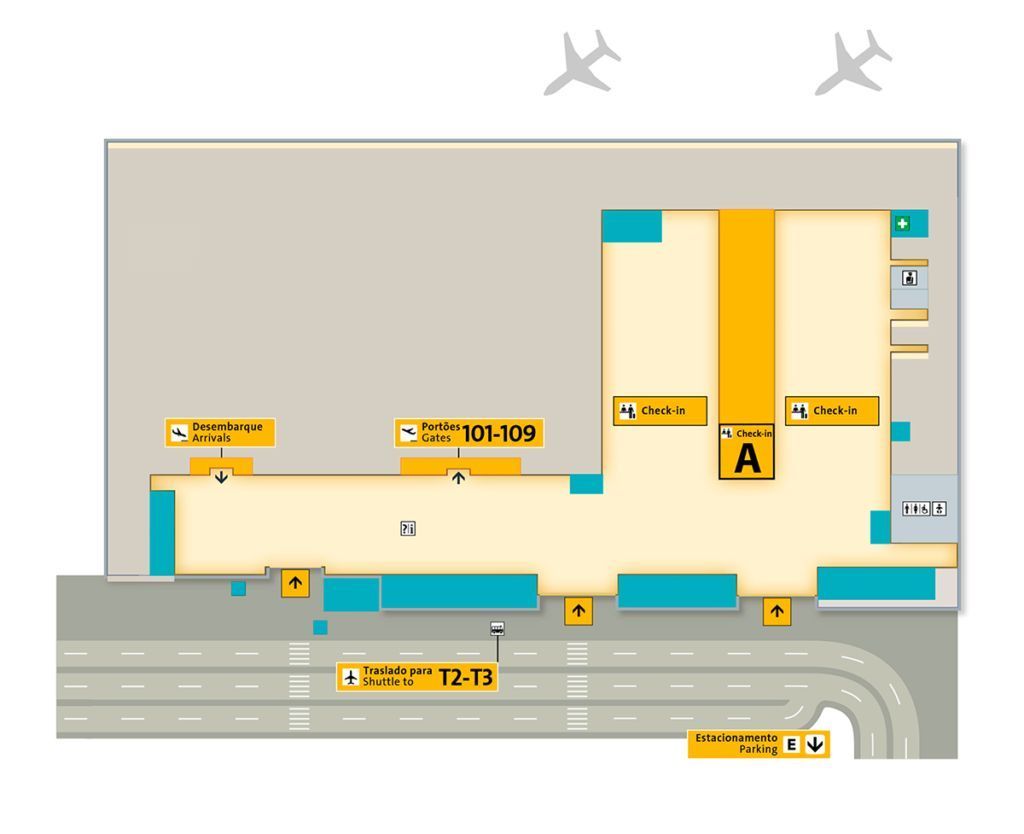 Mapa Terminal 1 Aeroporto de Guarulhos