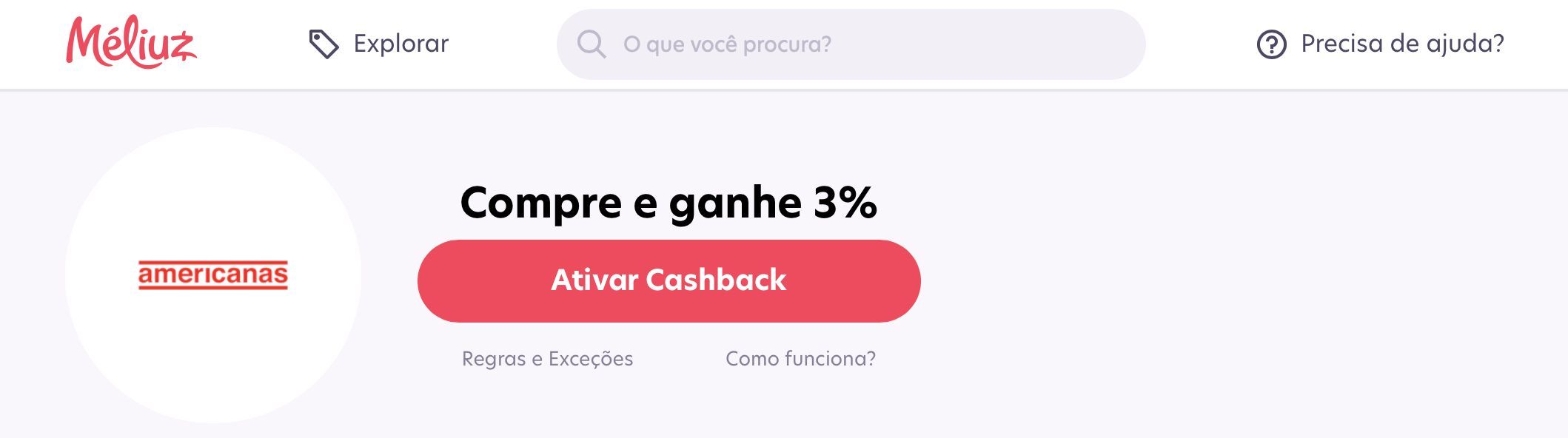 Cashback ou pontos bonificados