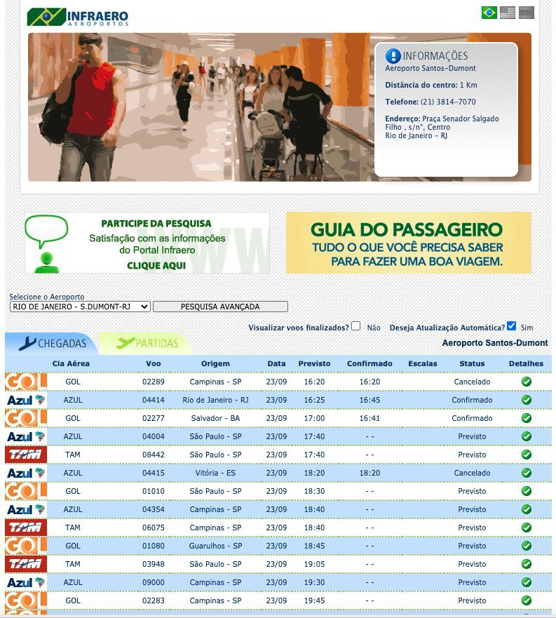 Voos Online Aeroportos Infraero