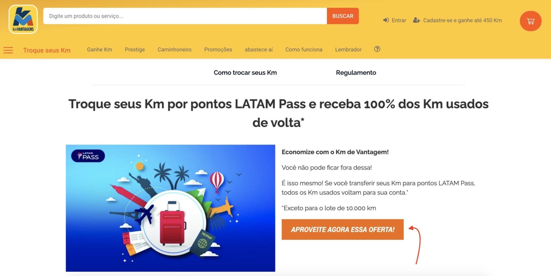 Km LATAM Pass disponíveis