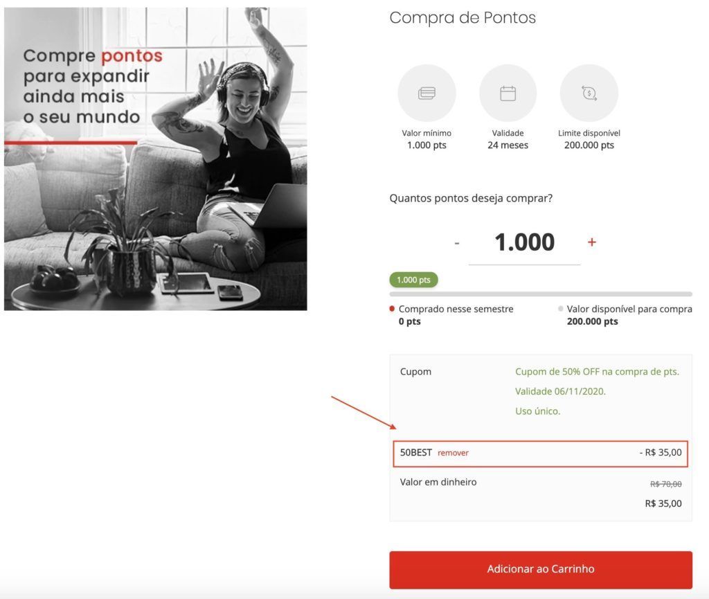 50% desconto pontos esfera
