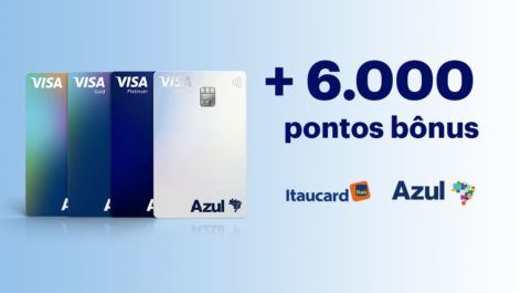 Azul oferece 6.000 pontos extras ao solicitar o Azul Itaucard durante a compra de uma passagem