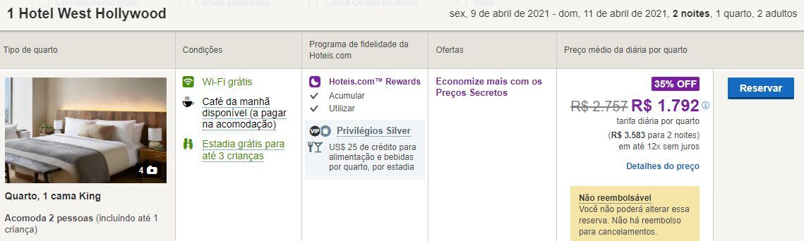 Benefícios VIP Hoteis.com Rewards