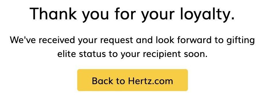 Hertz status presentear amigo