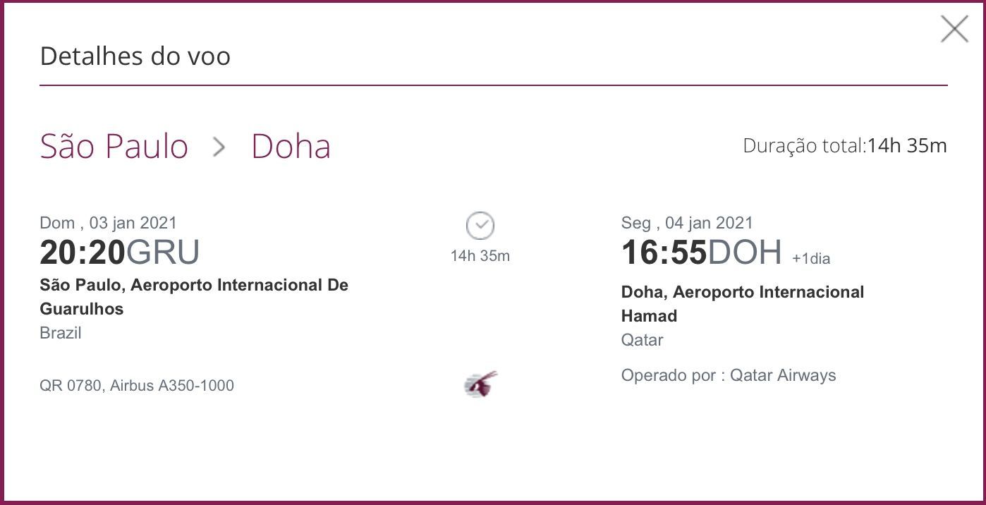 Qatar segundo voo Brasil