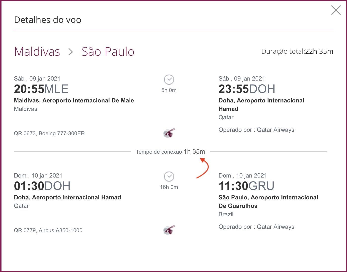 Qatar segundo voo Brasil
