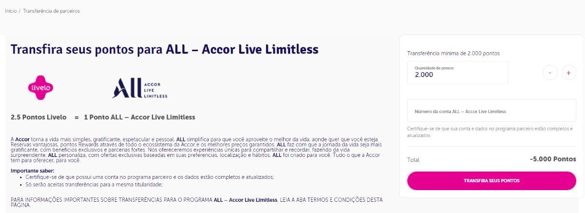 Gerar pontos ALL Accor
