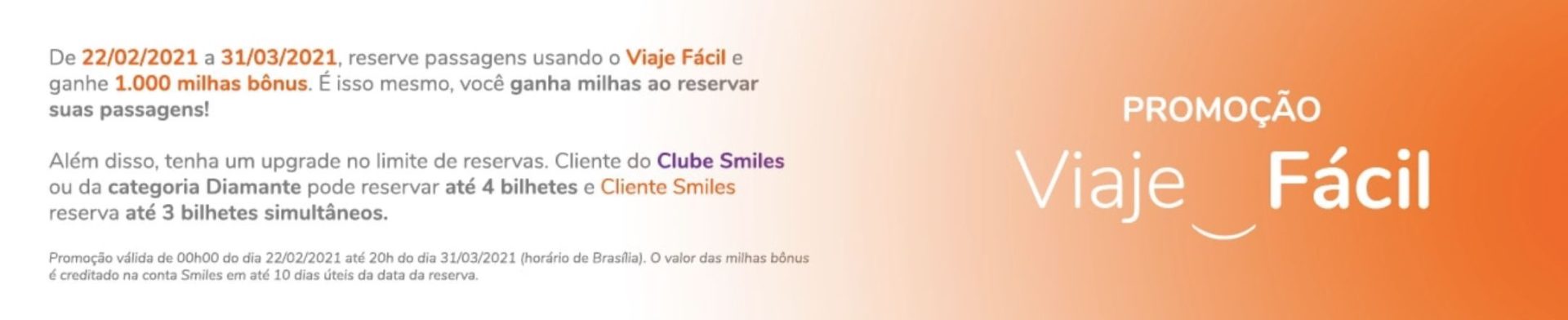 Smiles bônus Viaje Fácil