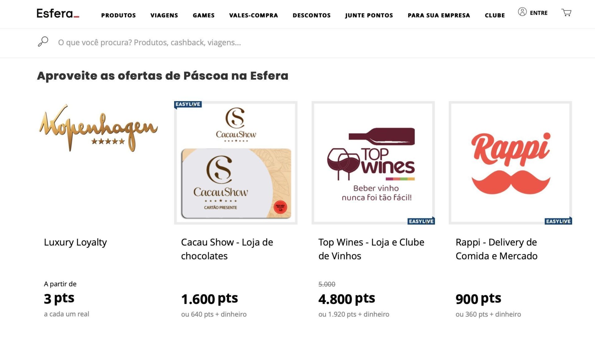 Esfera páscoa pontos vouchers