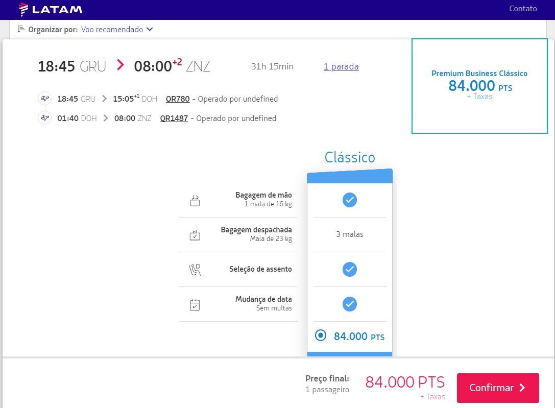 Passagem África Latam Pass