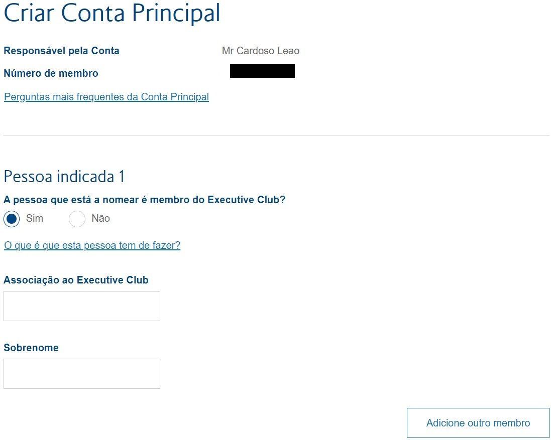 tela conta familia executive club british airways