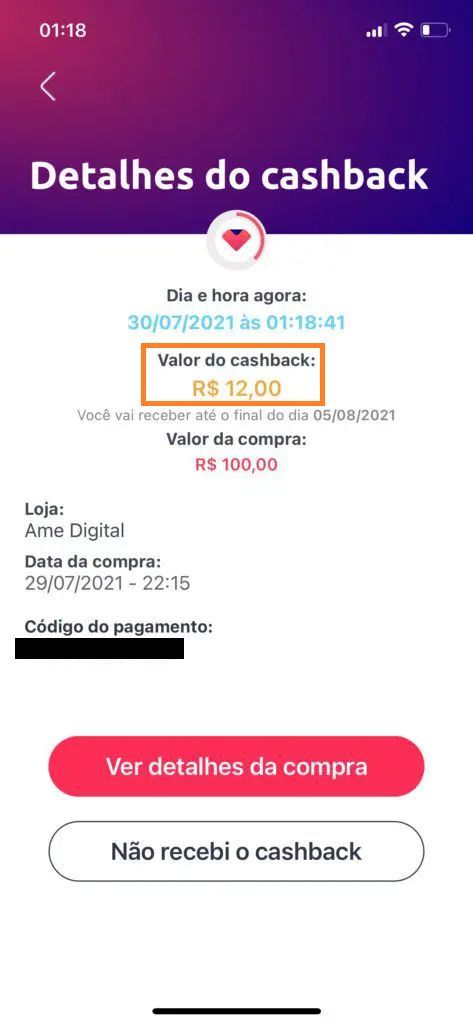 ame cashback 12% Petrobras