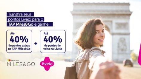 Bumerangue Livelo e TAP! Ganhe até 40% de bônus no TAP Miles&Go + até 40% de volta na Livelo