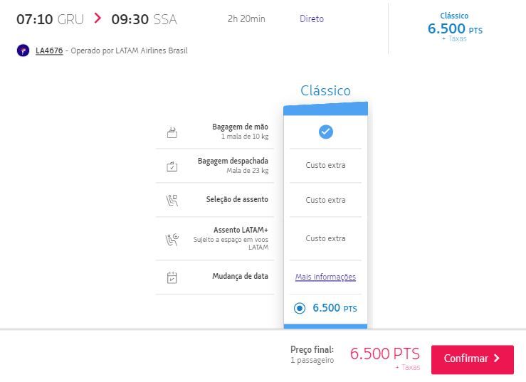 Latam Pass sugestões