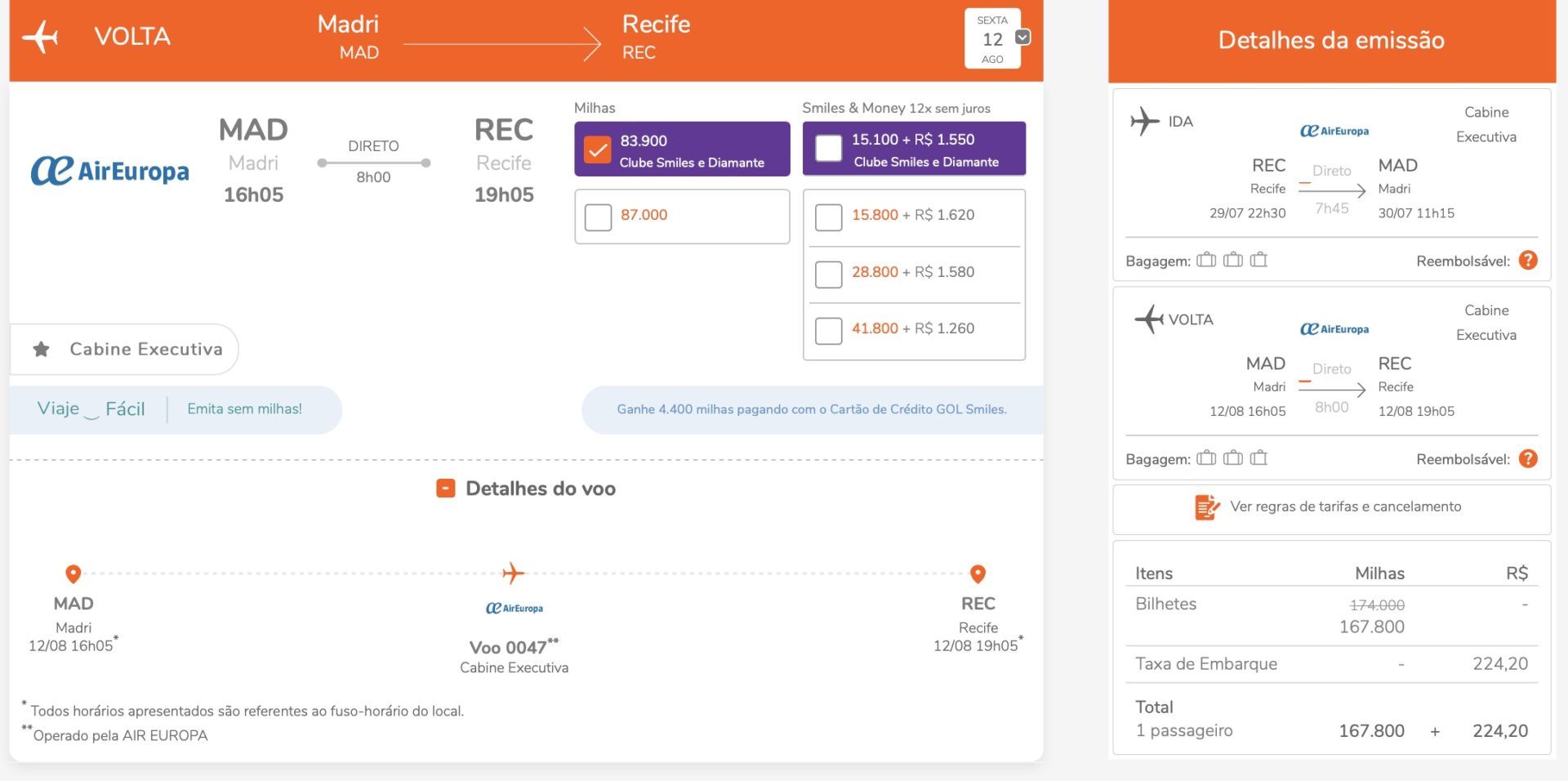 Passagens nordeste executiva Smiles