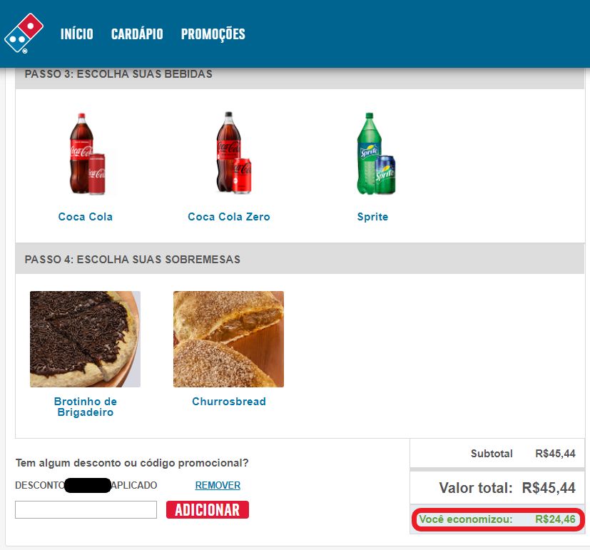 Domino's Pizza desconto