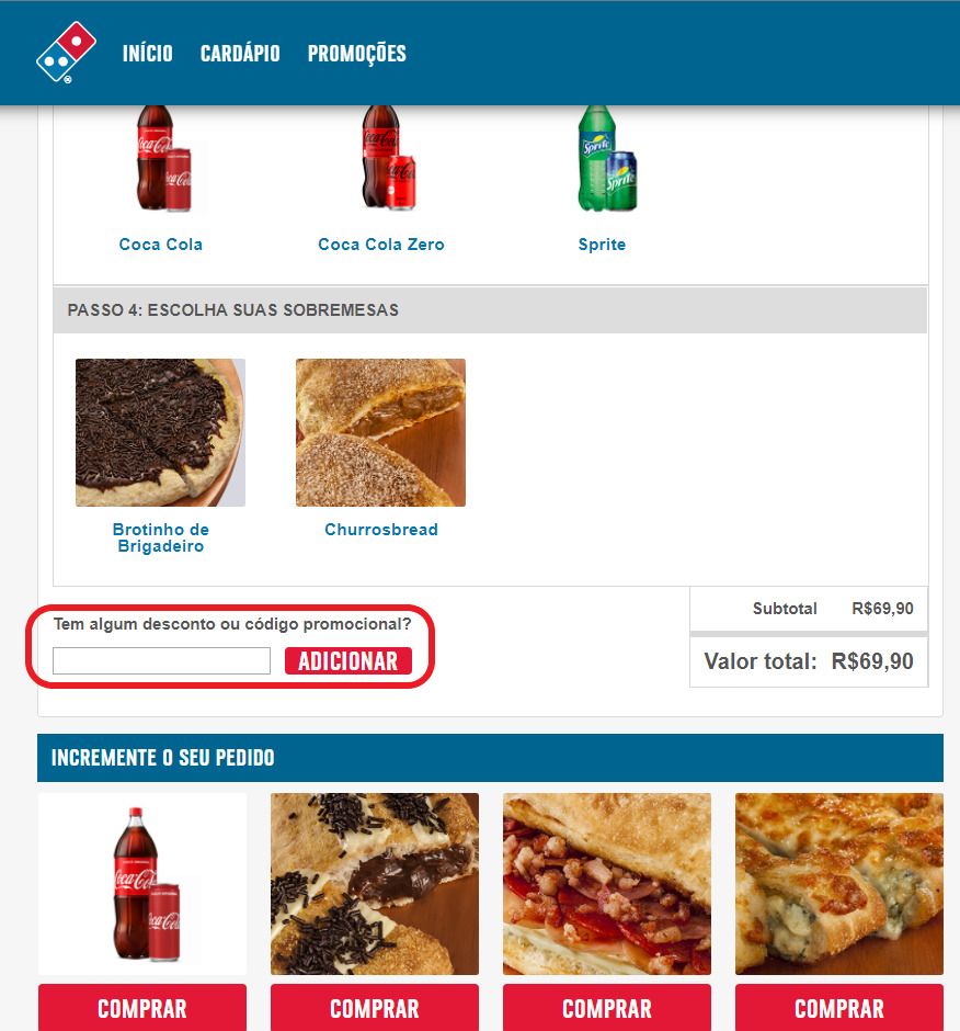 Domino's Pizza desconto