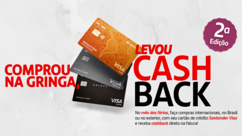 Voltou! Santander oferece cashback de 4,28% em compras internacionais com cartão de crédito