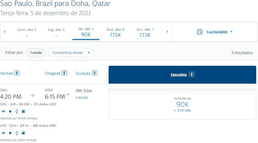 resgates AAdvantage executiva