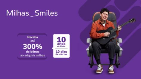 Smiles oferece até 300% de bônus na compra de milhas