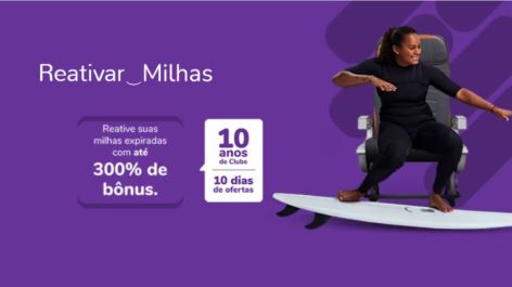 Smiles oferece até 300% de bônus para reativar milhas expiradas