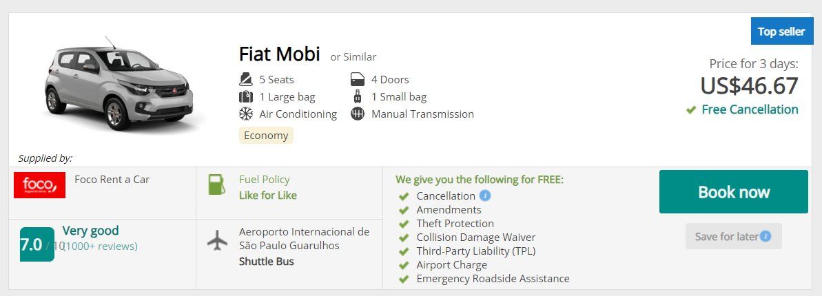 LATAM Pass Booking Rentalcars