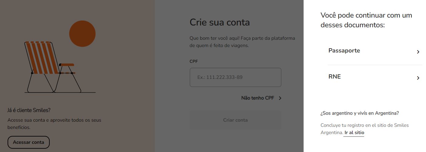 Cadastro Smiles