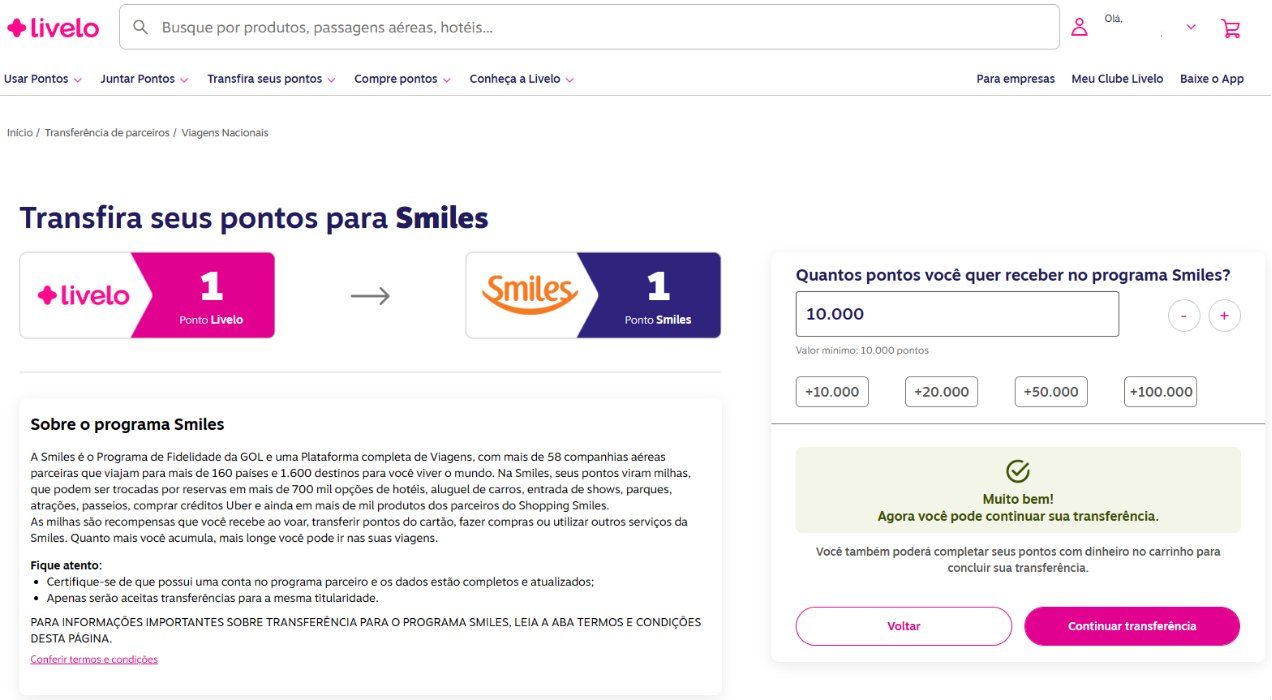 pontos livelo smiles