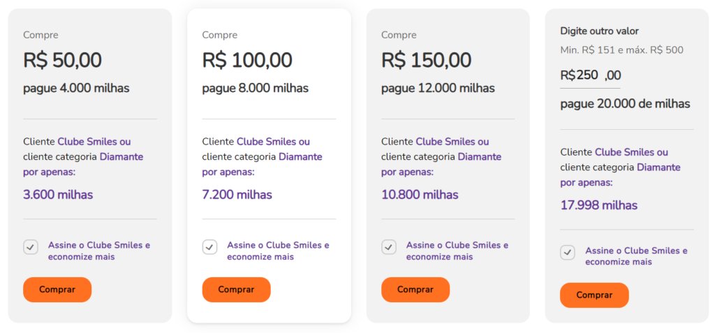 cartões GOL smiles
