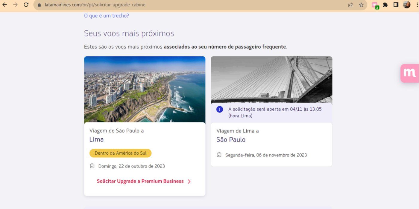 solicitar upgrade latam