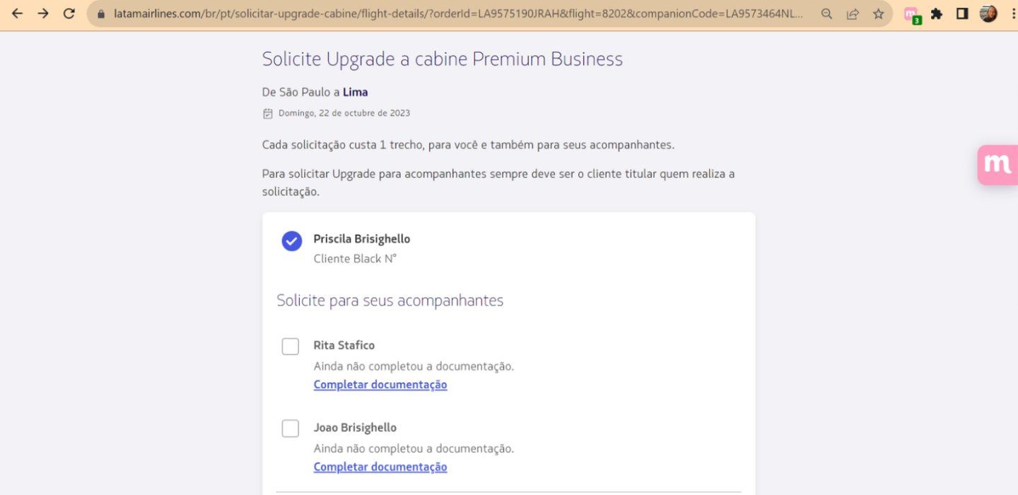solicitar upgrade latam