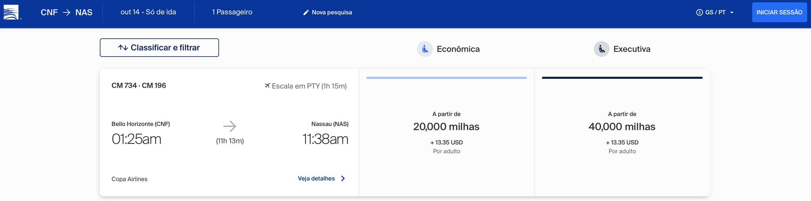 emissões ConnectMiles Copa