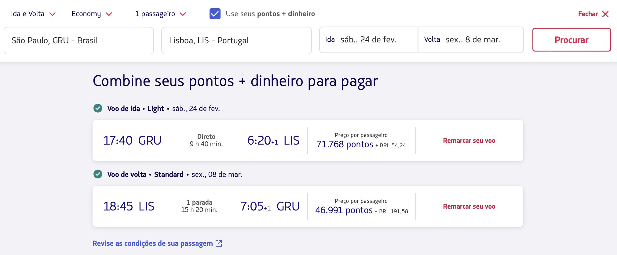 portugal milhas pontos