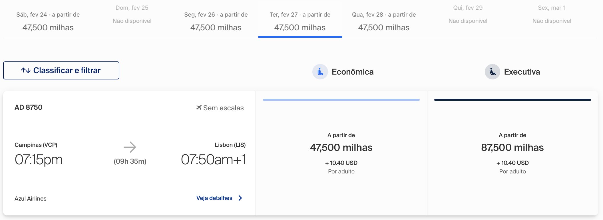portugal milhas pontos