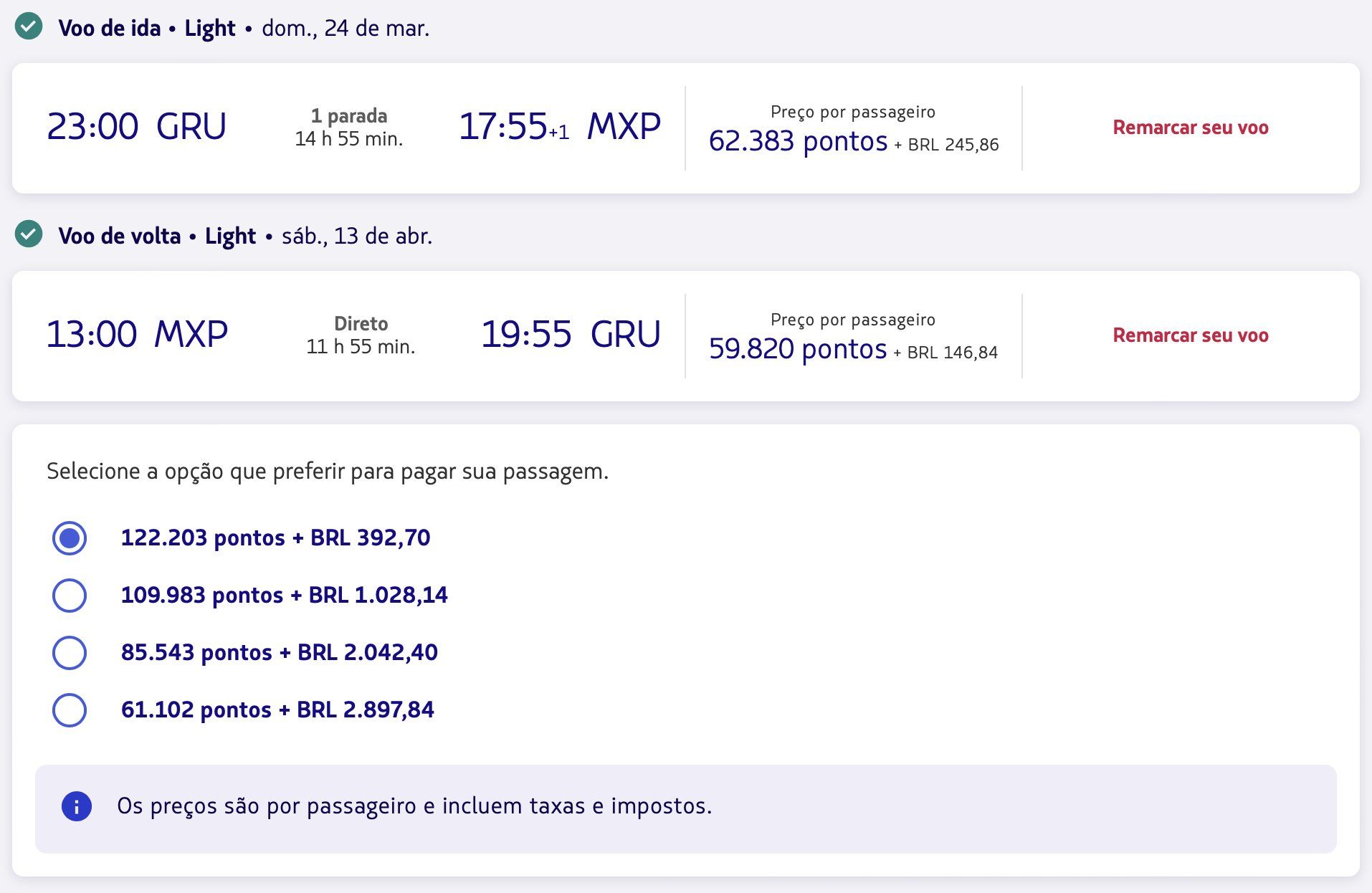 LATAM Itália pontos
