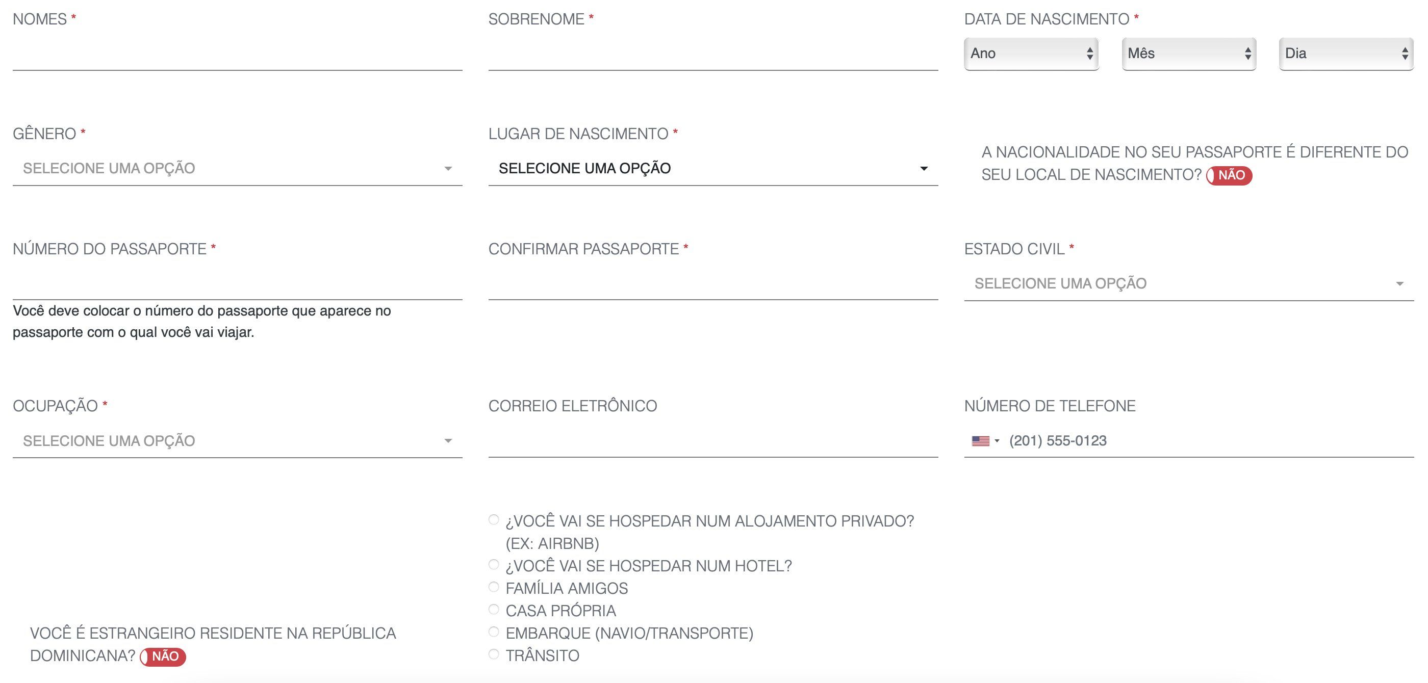 formulário República Dominicana