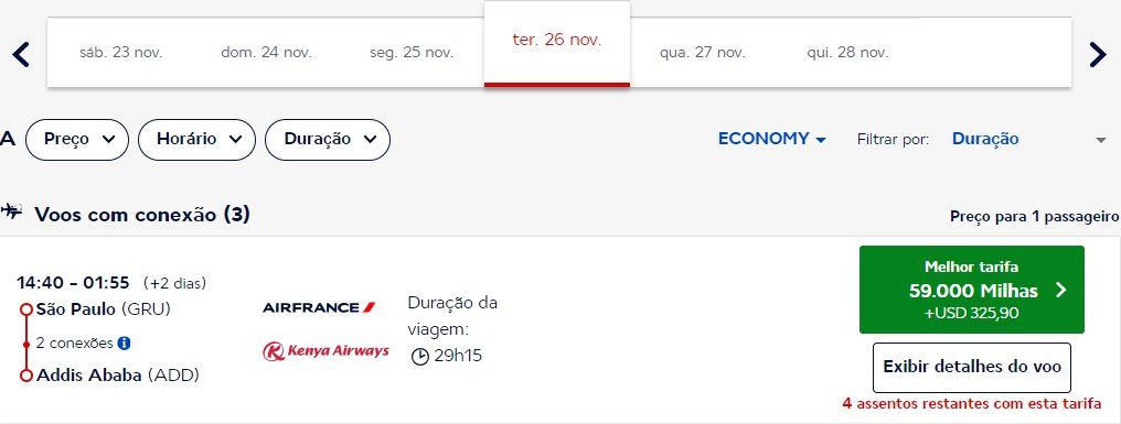 etiópia milhas