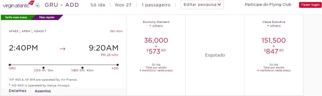 etiópia milhas