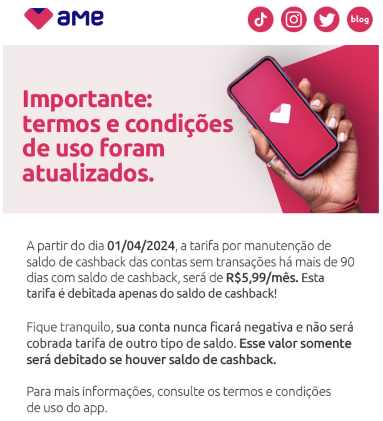 ame digital cashback tarifa