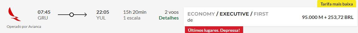 milhas canadá